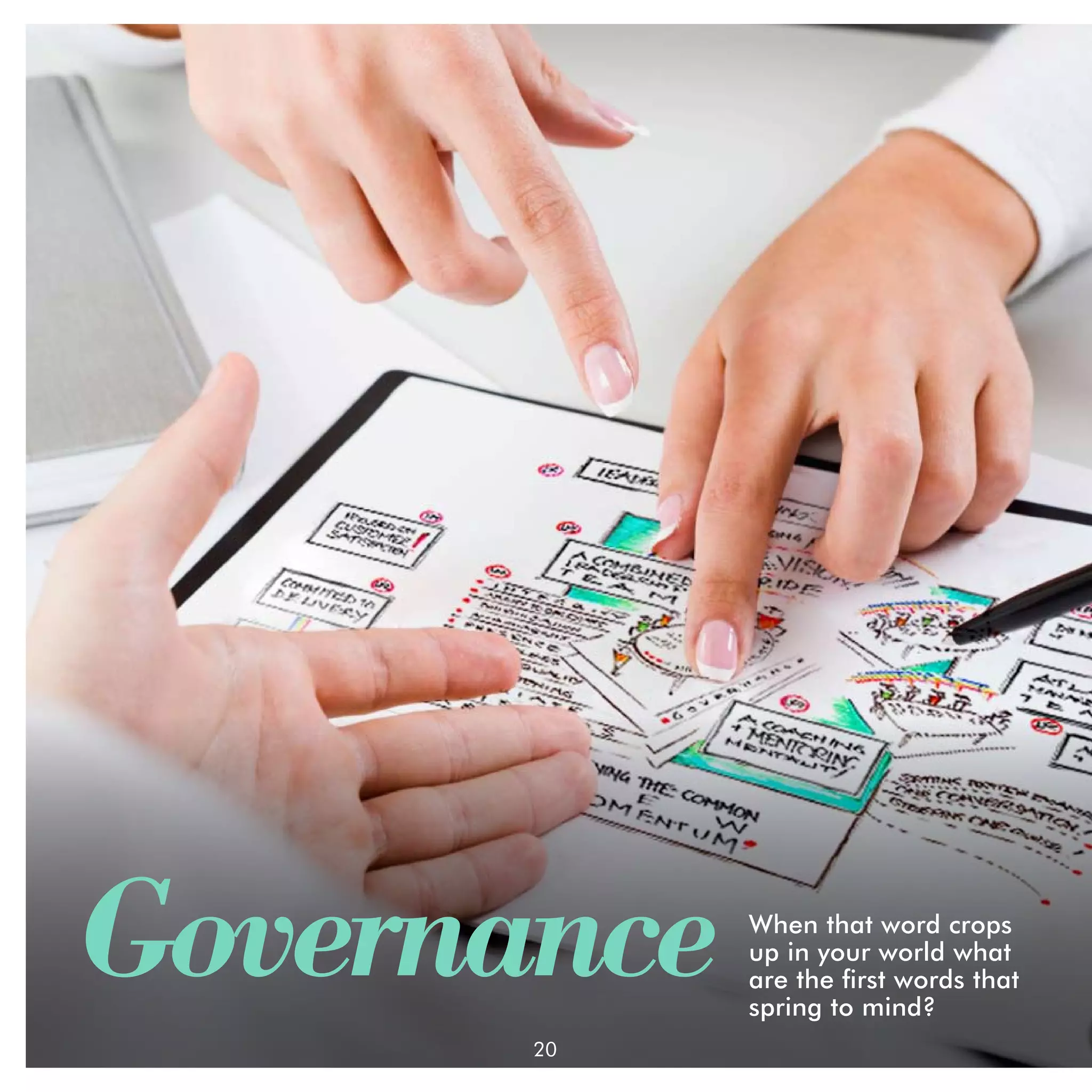 Governance   When that word crops
             up in your world what
             are the first words that
             spring to mind?
       20
 
