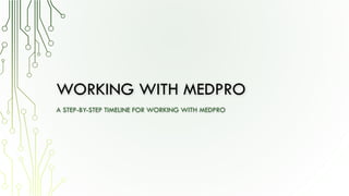 WORKING WITH MEDPRO
A STEP-BY-STEP TIMELINE FOR WORKING WITH MEDPRO
 