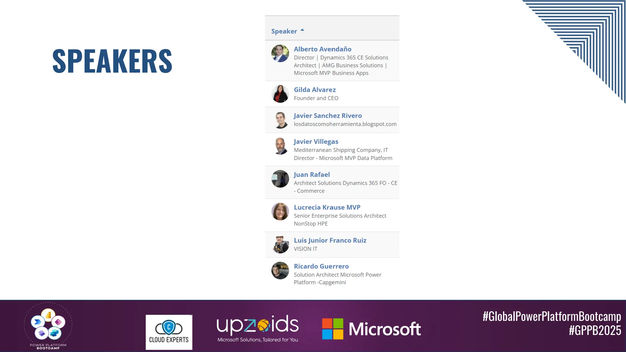 #GlobalPowerPlatformBootcamp
#GPPB2025
SPEAKERS
 