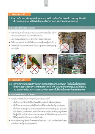 10
รายละเอียดสิ่งที่ควรดำ�เนินการ
รายละเอียดสิ่งที่ควรดำ�เนินการ
1. หมวดสถานที่
1.6	 สถานที่ขายยาต้องถูกสุขลักษณะ สะอาดเป็นระเบียบเรียบร้อย มีการควบคุมป้องกัน
สัตว์แมลงรบกวน ไม่มีสัตว์เลี้ยงในบริเวณขายยา และอากาศถ่ายเทสะดวก
1. หมวดสถานที่
1.7	 สถานที่ขายยาต้องมีสภาพเหมาะสมต่อการรักษาคุณภาพยา โดยในพื้นที่ขายยาและ
เก็บสำ�รองยา ต้องมีการถ่ายเทอากาศที่ดี แห้ง สามารถควบคุมอุณหภูมิให้ไม่เกิน
30 องศาเซลเซียส และสามารถป้องกันแสงแดดไม่ให้ส่องโดยตรงถึงผลิตภัณฑ์ยา
•	 ปริมาณยาในร้านที่จัดเรียงมีความเหมาะสมกับขนาดของพื้นที่ ไม่มาก
จนเกินไปจนทำ�ให้ดูรก ไม่เป็นระเบียบเรียบร้อย
•	 สะอาดเป็นระเบียบเรียบร้อย มีการทำ�ความสะอาดสม่ำ�เสมอ
•	 ไม่มีการวางของใช้อุปกรณ์ หรือสิ่งของบนทางเดินของผู้มารับบริการ
•	 ไม่มีสัตว์เลี้ยงในบริเวณที่ขายยา ไม่ว่าจะเป็นสุนัข แมว กระต่าย ปลาตู้
นก เป็นต้น
•	 มีเทอร์โมมิเตอร์สำ�หรับตรวจวัดอุณหภูมิ ในบริเวณต่อไปนี้
-- พื้นที่ขายยาหน้าร้าน (ติดตั้งในบริเวณที่มีความเสี่ยงที่จะมีอุณหภูมิสูงสุด)
-- พื้นที่เก็บยาสำ�รอง (Stock) (ติดตั้งในบริเวณที่มีความเสี่ยงที่จะมีอุณหภูมิสูงสุด)
-- พื้นที่เก็บยาภายในตู้เย็น (ภายในกล่องพลาสติกสำ�หรับเก็บยาตู้เย็น) (กรณีเป็น
ตู้เย็นที่ออกแบบมาสำ�หรับเก็บรักษายาโดยเฉพาะ อาจใช้การอ้างอิงอุณหภูมิที่แสดง
โดยตู้เย็นได้ แต่ทั้งนี้ควรมีกระบวนการทวนสอบ เพื่อให้มั่นใจว่าจะสามารถสะท้อน
ได้ถึงอุณหภูมิที่แท้จริง ณ สภาพที่จัดเก็บจริง
•	 มีการบันทึกอุณหภูมิอย่างสม่ำ�เสมออย่างน้อยวันละ 1 ครั้ง โดยเลือกบันทึกในช่วง
เวลาที่คาดว่าจะมีอุณหภูมิสูงสุดของวัน
 