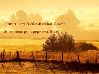 Antes de iniciar la labor de cambiar al mundo,
da tres vueltas por tu propia casa. (Chino)
 