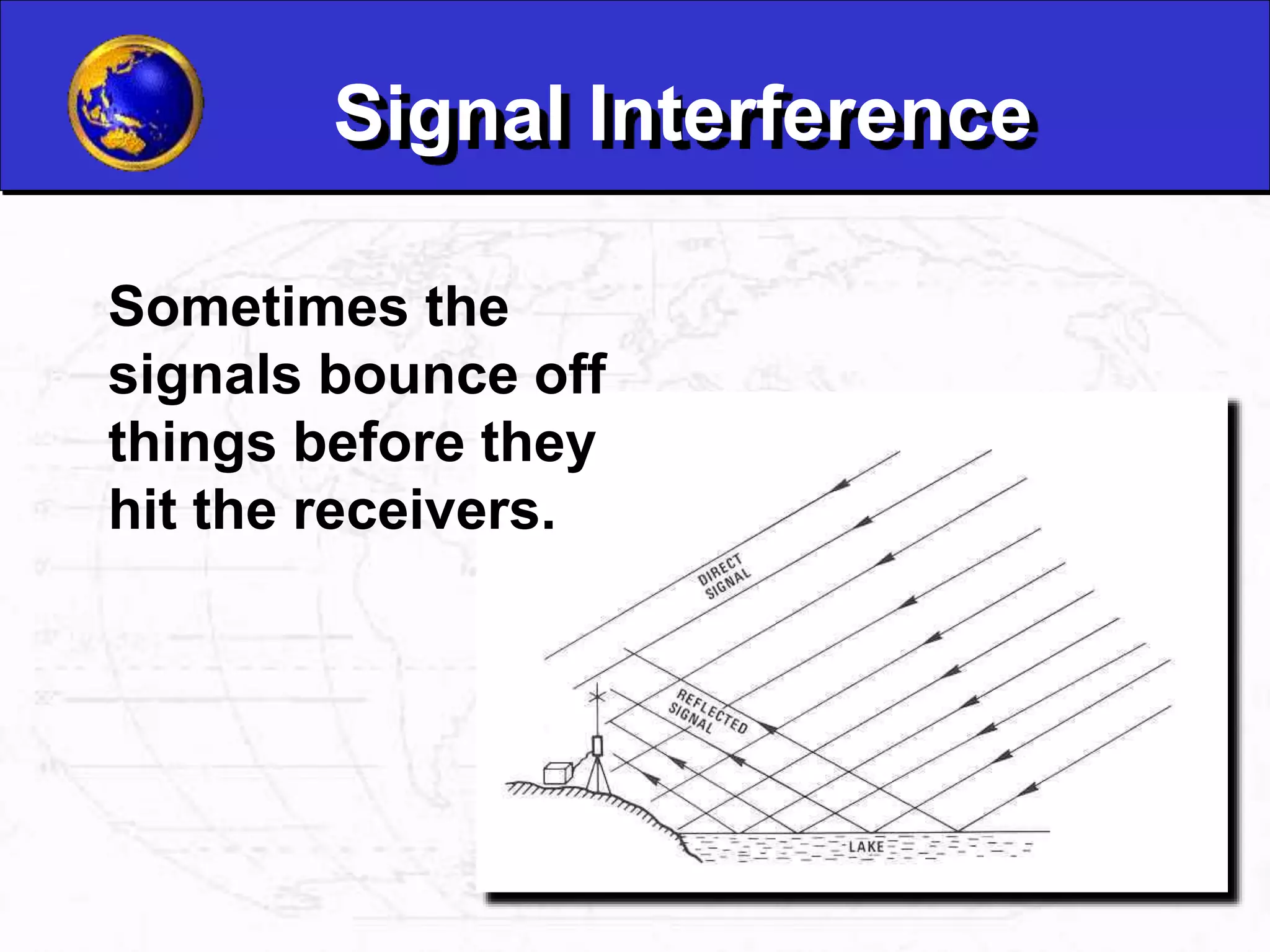 Signal Interference
Sometimes the
signals bounce off
things before they
hit the receivers.
 