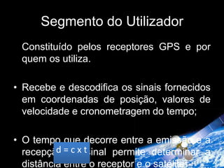 Estações TerrestresControlam a posição dos satélites, a velocidade e o tempo marcado nos relógios;Analisam as condições atmosféricas;Efectuam correcções às órbitas e aos relógios dos satélites através do envio de informação.fig. 3 