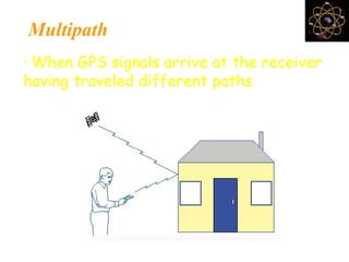 Multipath
• When GPS signals arrive at the receiver
having traveled different paths
 