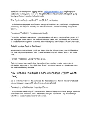 GPS Attendance System for Smarter Workforce Tracking | PDF