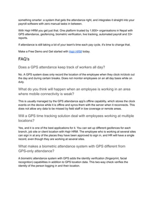 GPS Attendance System for Smarter Workforce Tracking | PDF