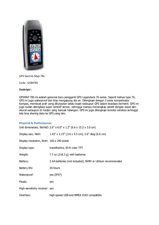 Jual GPS Garmin Map 78S - 087809762415