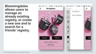 © 2015 Forrester Research, Inc. Reproduction Prohibited 38
Bloomingdales
allows users to
manage an
already existing
registry, or create
a new one and to
search for a
friends’ registry.
 