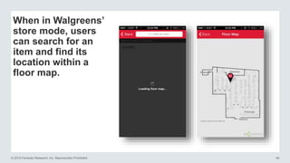 © 2015 Forrester Research, Inc. Reproduction Prohibited 46
When in Walgreens’
store mode, users
can search for an
item and find its
location within a
floor map.
 