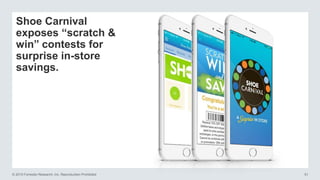© 2015 Forrester Research, Inc. Reproduction Prohibited 51
Shoe Carnival
exposes “scratch &
win” contests for
surprise in-store
savings.
 