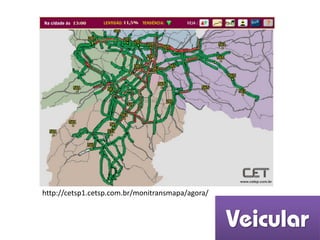 http://cetsp1.cetsp.com.br/monitransmapa/agora/
Veicular
 