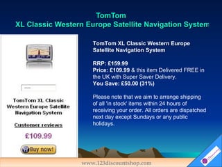TomTom  XL Classic Western Europe Satellite Navigation System TomTom XL Classic Western Europe Satellite Navigation System...