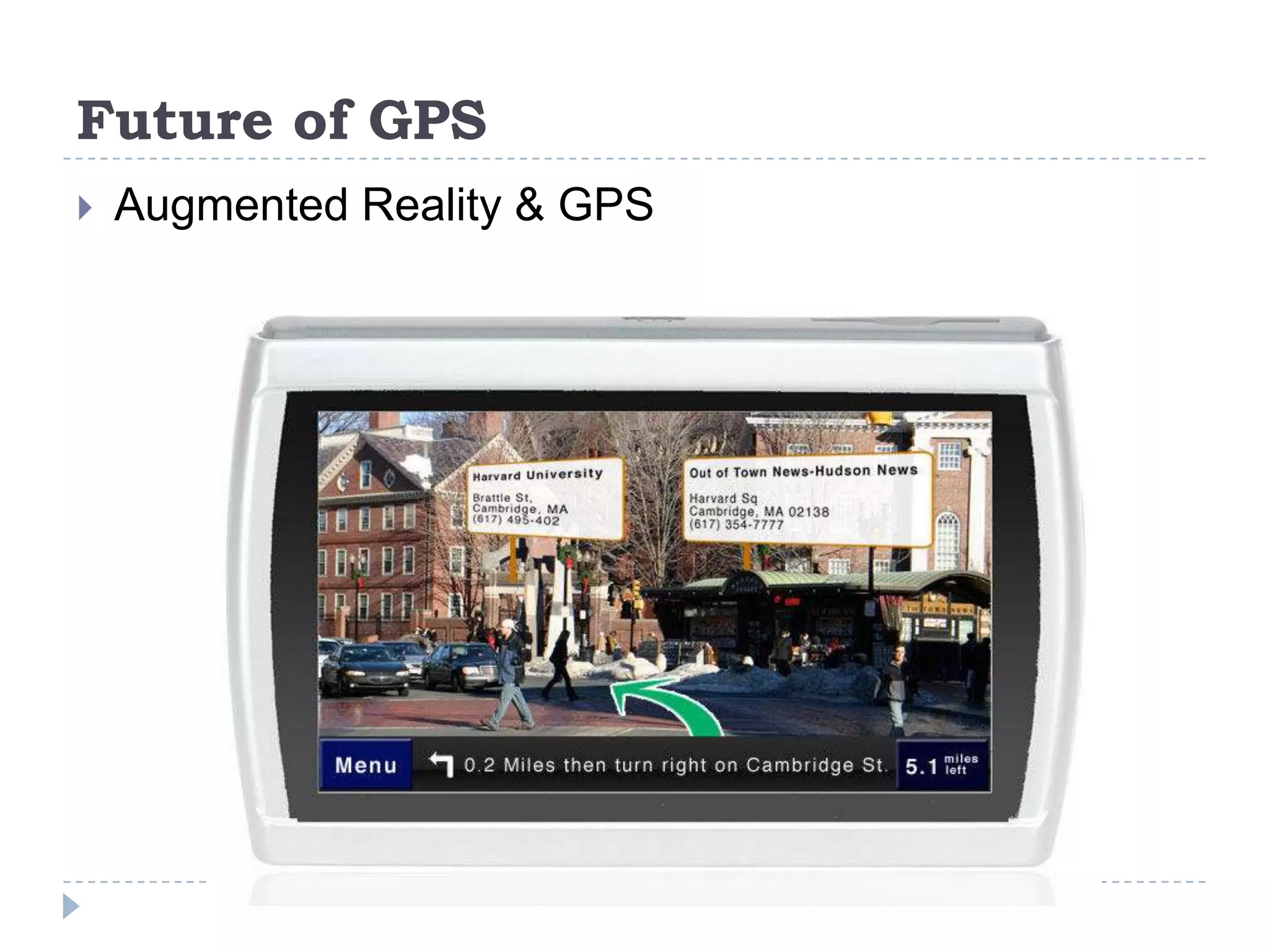Future of GPS
 Augmented Reality & GPS
 