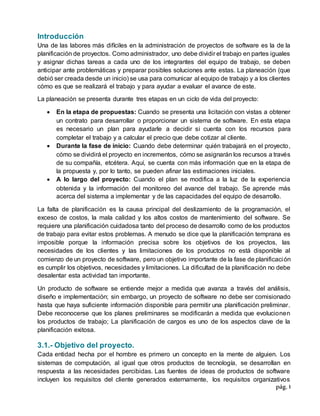 Gestión de proyectos de software - Tema 3: Planificación del proyecto ...