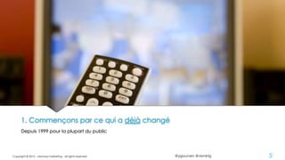 @ygourven @vismktg
1. Commençons par ce qui a déjà changé
Depuis 1999 pour la plupart du public
Copyright © 2015 - visionary marketing - all rights reserved 5
 