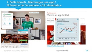 @ygourven @vismktg
2. Petits boulots : téléchargez une app !
Naissance de l’économie « à la demande »
Copyright © 2015 - visionary marketing - all rights reserved 54
http://bit.ly/fowork2
 