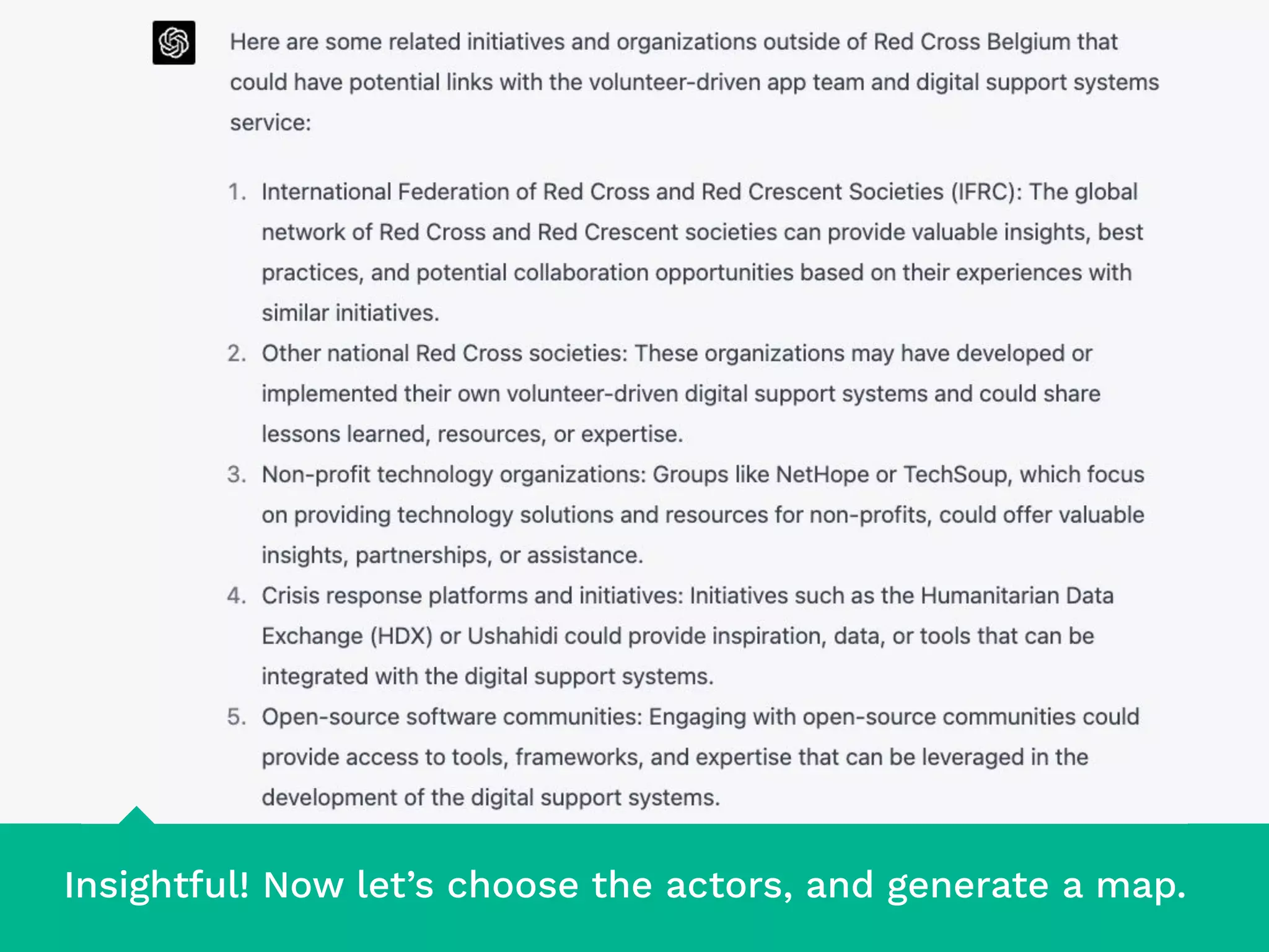 Insightful! Now let’s choose the actors, and generate a map.
 