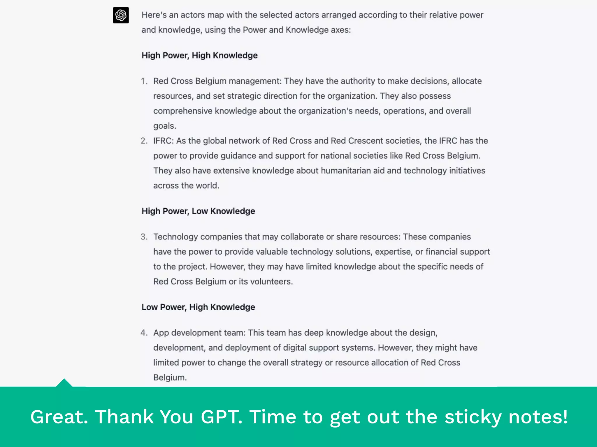 Great. Thank You GPT. Time to get out the sticky notes!
 