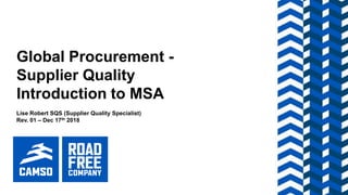 Global Procurement -
Supplier Quality
Introduction to MSA
Lise Robert SQS (Supplier Quality Specialist)
Rev. 01 – Dec 17th 2018
 
