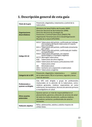 Prevención, diagnóstico, tratamiento y control de la tuberculosis / Guía de Práctica Clínica
14
Intervenciones
y acciones
...