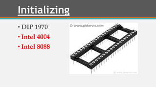 Initializing
• DIP 1970
• Intel 4004
• Intel 8088
 