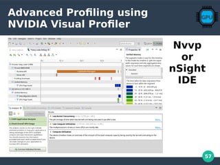 57
Advanced Profiling using
NVIDIA Visual Profiler
Nvvp
or
nSight
IDE
 