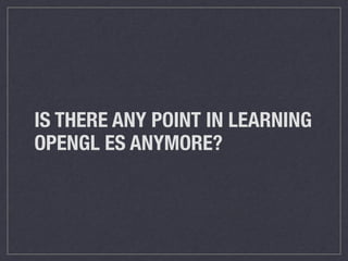 Why Metal is Exciting 
Metal, along with Swift, signals a shift to figuring 
out how to do more parallel programming. 
I believe Metal is not going anywhere. It will take a 
while for people to learn how to fully utilize it, but I 
believe it has the potential to be a game changer. 
Metal, like Swift, is still partly baked. It gives early 
adopters an opportunity to master something 
extraordinary. 
 
