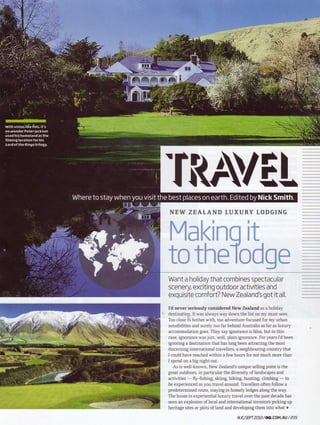 Gentleman's Quarterly September 2010 - Otahuna Luxury Lodge New Zealand