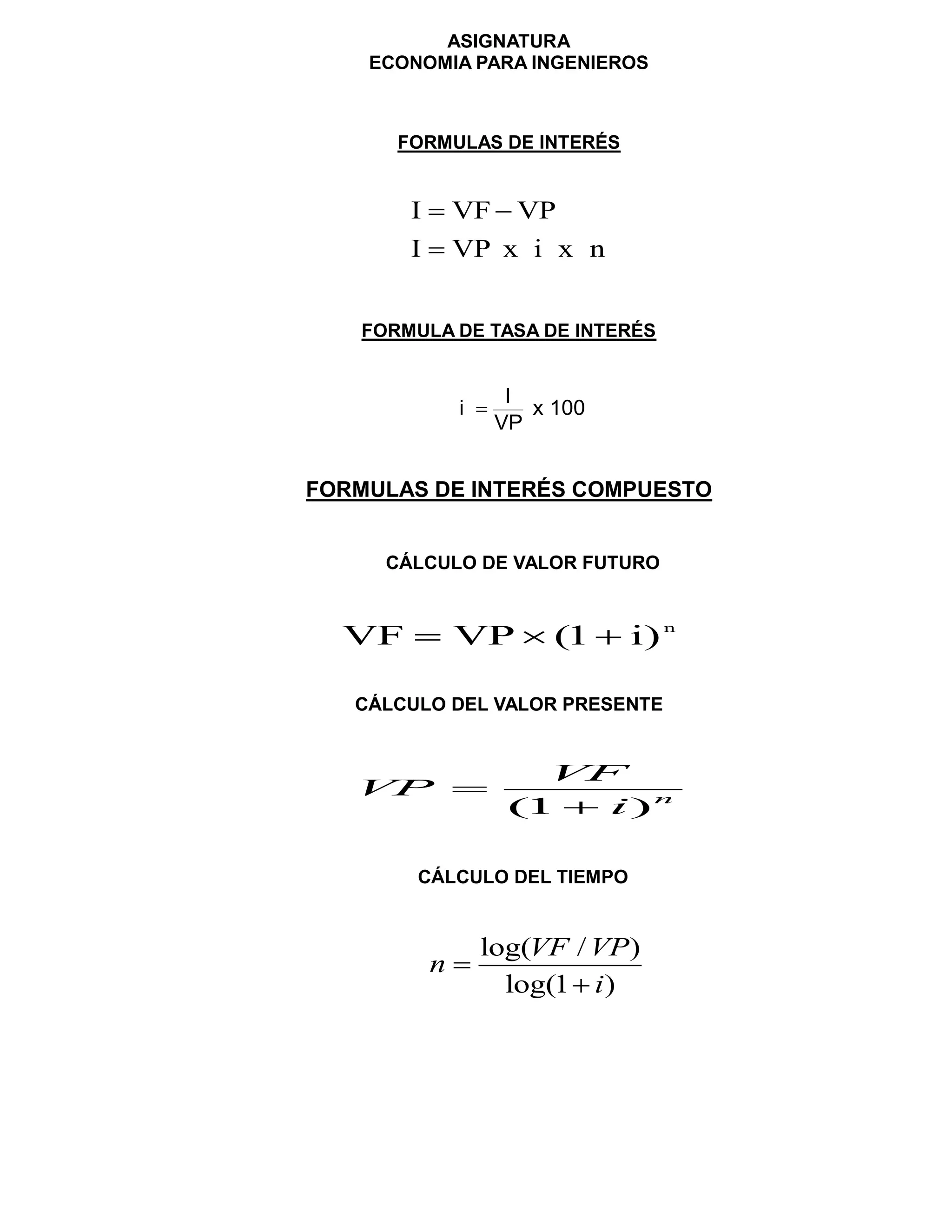 Fórmulas de economía para ingenieros | PDF | Business Accounting ...