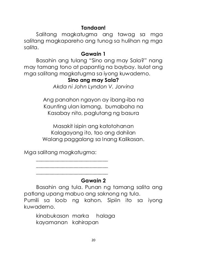 Mga Halimbawa Ng Salitang Magkatugma Sa Tula - tugma molekane