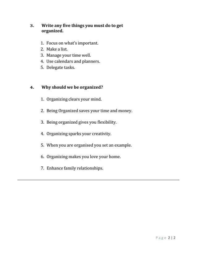 GRADE-3 _ Learn to be Organized lesson 10 | PDF