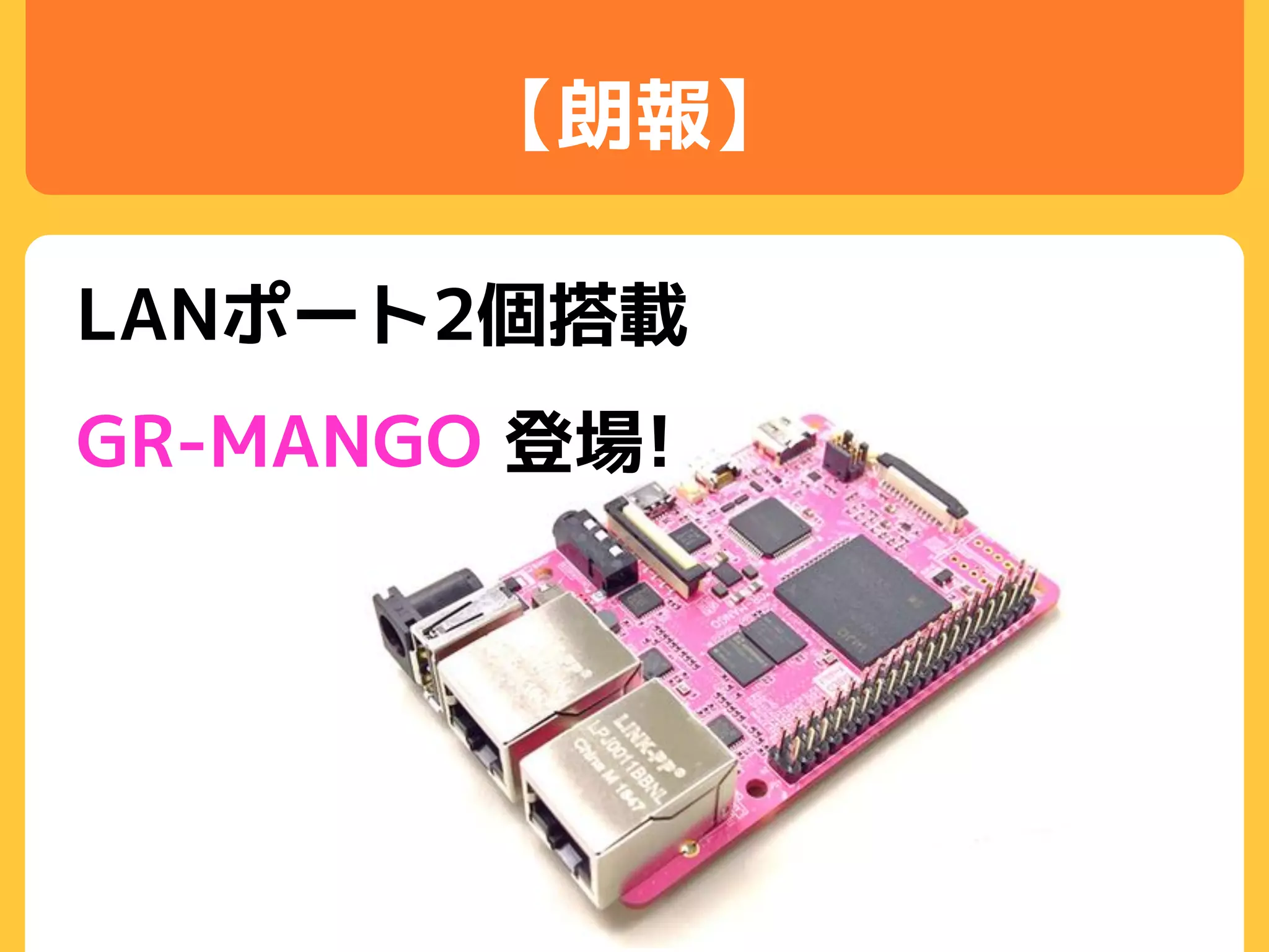 【朗報】
LANポート2個搭載
GR-MANGO 登場!
 