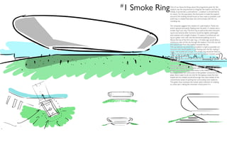1 Smoke Ring
#              One of our favourite things about the programme given for the
               stadium was the requirement to integrate the stadium and the city.
               Initially, it sounds like a contradiction - a stadium is introverted by
               it’s nature. For the spectators the focal point is inside the stadium
               and since the building should house as many seats as possible a tall
               solid mass is created that does not communicate with the sur-
               rounding city.

               Our proposal suggests the creation of a split stadium. Partly cov-
               ered in ground and partly floating over the pitch. A volcano and a
               smoke ring if you may. The first ring, as well as the pitch, the park-
               ing lot and several other functions would be slightly submerged
               and covered until a height of about 10 meters in artificial soil, act-
               ing as a green roof, with only the entrances peaking out of it.
               Above the top of the first seat ring, a 10 meter gap would allow a
               continuous view of the city through the stadium, from the city into
               the stadium and from the stadium towards the city.
               The top seating ring would be concealed in a light-as-possible con-
               struction, that would appear to be floating over the hill, making it
               iconic, memorable and unique. The smoke ring would be fixed on
               a set of columns that would include the horizontal moment axises
               – the stairs and the lifts.
               The top structure would also include the VIP rooms and some of
               the functions.

               the sustainable approach taken in this concept is of a more social
               nature. We look at the connection with the city and the the trans-
               parency as values of great importance in the relation to the con-
               text, and enables the community to feel greater connection to the
               place, that is open to all, not only for the paying crowd, the new
               sloped terrine created would encourage new uses instead of the
               conventional carpet of parking lots surrounding most stadiums.
               This green strip continues the master plan’s intention of creating
               an urban part, making the mountain a focal point in it.
 