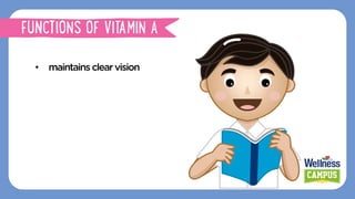 •  maintainsclearvision
FUNCTIONS OF VITAMIN A
 