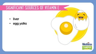 •  liver
•  egg yolks
VITAMIN E
SIGNIFICANT SOURCES OF VITAMIN E 
 