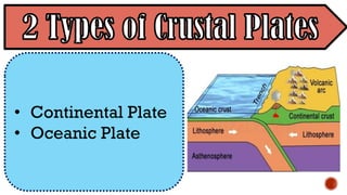 • Continental Plate
• Oceanic Plate
 