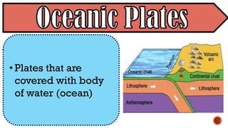 • Plates that are
covered with body
of water (ocean)
 