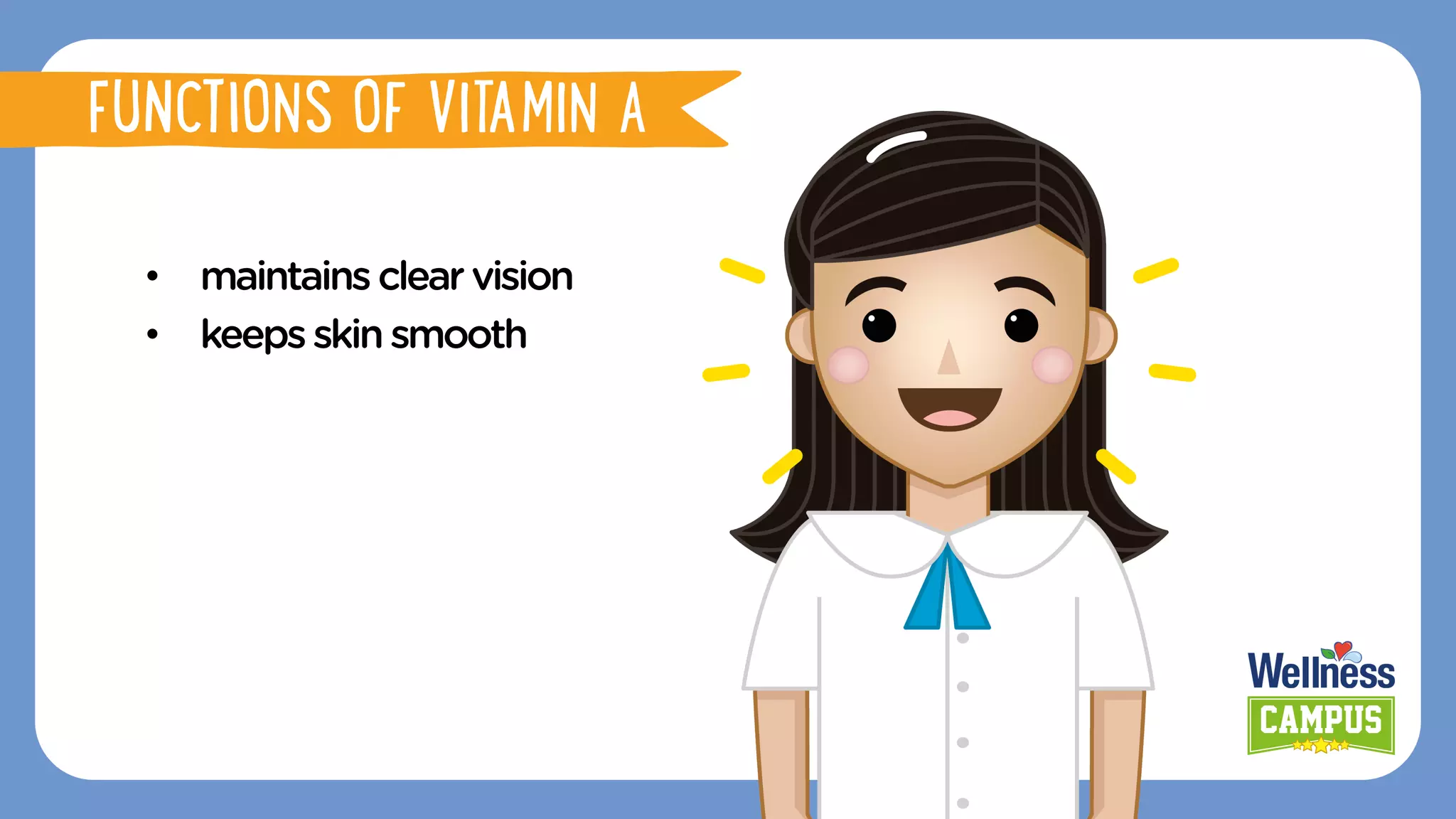 •  maintainsclearvision
•  keepsskinsmooth
FUNCTIONS OF VITAMIN A
 