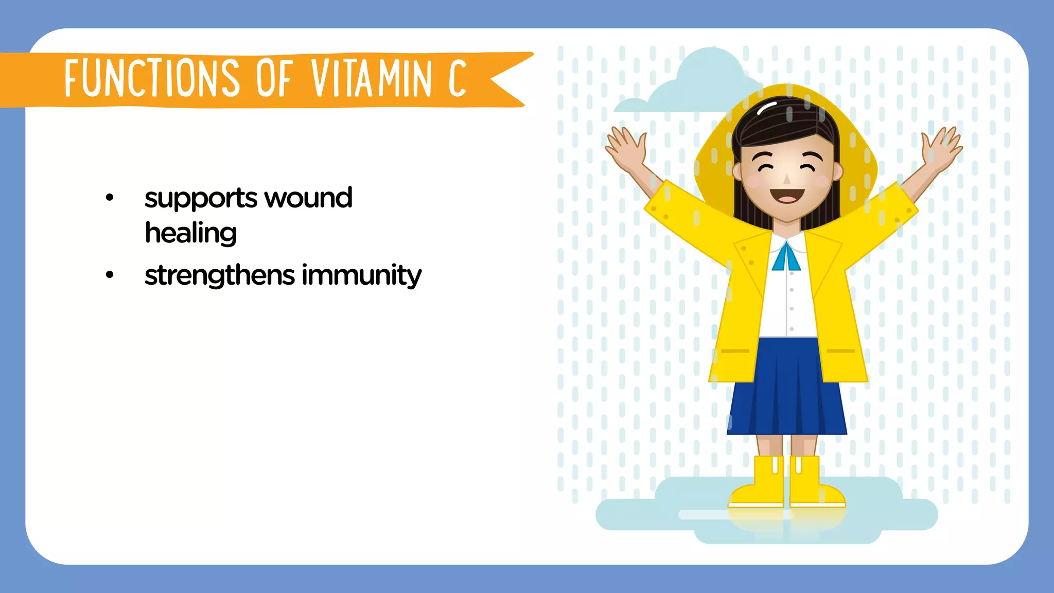 •  supportswound
healing
•  strengthensimmunity
FUNCTIONS OF VITAMIN C
FUNCTIONS OF VITAMIN C
 