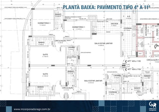 www.incorporadoragr.com.br
BANHO
A: 4.68 m2
BANHO
A: 3.63 m2
DORMITÓRIO 1
A: 12.80 m2
BANHO
A: 4.68 m2
LAVABO
A: 2.34 m2
CIRCULAÇÃO
A: 5.56 m2
VENTILAÇÃO MECÂNICA
SUÍTE
A: 15.66 m2
CIRCULAÇÃO
A: 3.10 m2
DORMITÓRIO 2
A: 8.98 m2
DORMITÓRIO 1
A: 9.63 m2
BANHO
A: 3.77 m2
VENTILAÇÃO MECÂNICA
APT° 405 a 1105
APT° 404 a 1104
LAVABO
A: 2.40 m2
SACADA
A: 7.68 m2
CIRCULAÇÃO P
A: 26.59
SUÍTE
A: 13.74 m2
BANHO
A: 4.16 m2
DORMITÓRIO
DORMITÓRIO 1
A: 10.40 m2
COZINHA
A: 7.93 m2
SALA ESTAR JANTAR
A: 29.16 m2
SALA ESTAR JANTAR
A: 28.98 m2
COZINHA
A: 11.75 m2
A.S
A: 4.40 m2
BANHO
A: 4.11 m2
SHAFT ELÉT.
1,25x0,40
80x210
70x210
Duto de Ventilação
80x210
70x210
60x80 / 150
60x80/150
150x130 / 100
1.85x0.50x2.25
VENEZIANAVENEZIANA
1.85x0.50x0.00
ESCADA
DS-1,57m²DE-1,57m²
PCF - 90x210
PCF-90x210
SHAFT HIDR
70x210
90x210
90x21080x210
80x210
80x210
80x210
0,95x0,75
ANTECÂMERA
A:7,08m2
SHAFT
90x210
70x210
60x80 / 150
Duto de Ventilação
Marquisec/venezianap/unidadeexternasplit
80x80/150180x130/100
70x210
70x210
SUÍTE
A: 14.96 m2
80x80/150
70x210
180x130/100
80x210
150x130/100
70x210
150x130 / 100
80x210
80x210
80x210
Marquise c/ veneziana p/ unidade
externa split
80x80 / 150 200x130 / 100
80x21070x210
Guarda corpo h: 1.30m
180x230
315
20
130
15
290
20
277
15
130
15
400
20
596
20
320
15
130
20
395
15
435
15
220
20
85
20
120
20
601 3435
20
540
15
130
15
445
15
200
20 1515
285
20
130
15
611
15
375
15
120
15
118
20
467190
15
65105
20
200
15
484
15
123
20
118
20
110
20
130
15
430
120120
20
85
20
27012080
20
200
120120
20
85
20
15
130
15
320
20
200
15
31510026056
295
238
145
405
127
140
290
15
100
15
350
2020
130
15
100
15
260
20
170
126
DUTOS VENTILAÇÃO
A: 1.77m²
A: 3.13m²
AFASTAMENTO ÁREA SECUNDÁRIO
AFASTAMENTO ÁREA PRINCIPAL 5.1
AFASTAMENTO ÁREA SECUNDÁRIO 3.41m
AFASTAMENTO ÁREA PRINCIPAL 5.11m 330x140/90
PLANTA BAIXA: PAVIMENTO TIPO 4º A 11º
 