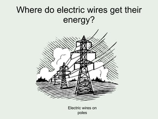 Where do electric wires get their energy? Electric wires on poles 