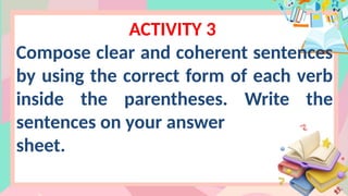 Compose Clear Example Composing Clear and Coherent Sentences Using Simple Verb Tenses | PPTX