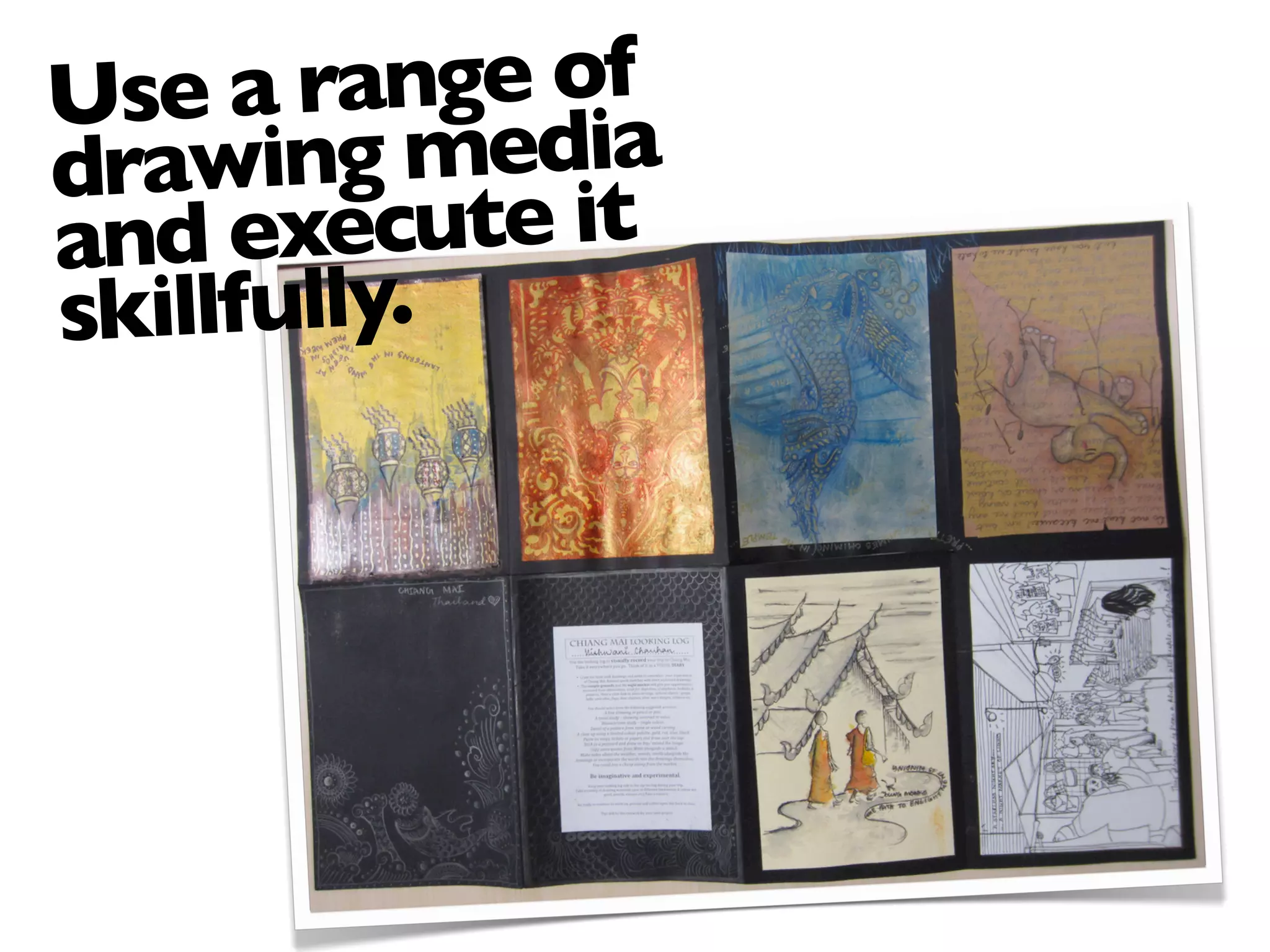 Use a range of
drawing media
and execute it
skillfully.
 