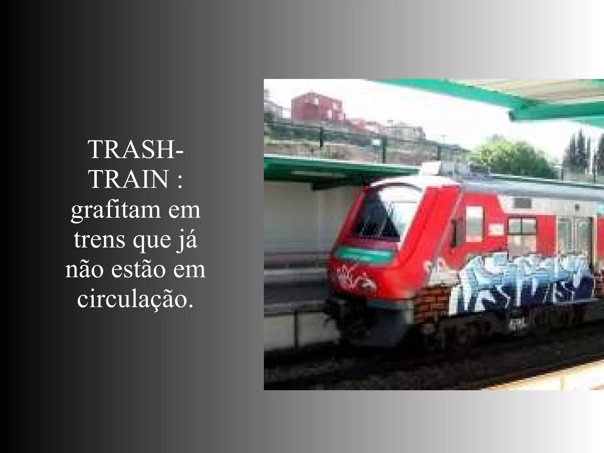 TRASH-TRAIN : grafitam em trens que já não estão em circulação. 