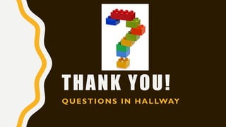 THANK YOU!
QUESTIONS IN HALLWAY
 