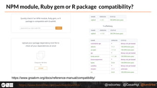 @radcortez @CesarHgt @tomitribehttps://www.tomitribe.com/codeone/dev6016/
NPM module, Ruby gem or R package compatibility?
https://www.graalvm.org/docs/reference-manual/compatibility/
 