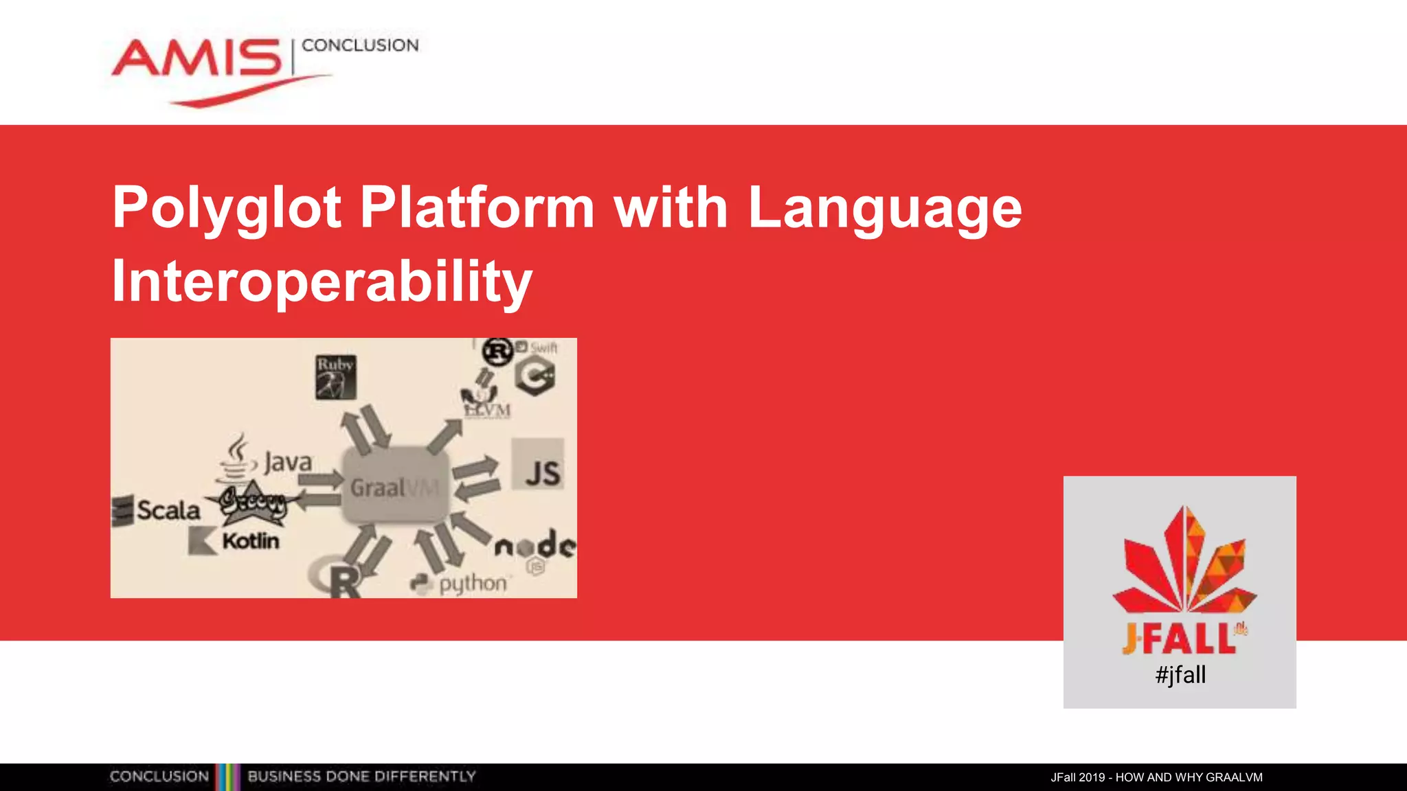 Polyglot Platform with Language
Interoperability
JFall 2019 - HOW AND WHY GRAALVM
#jfall
 