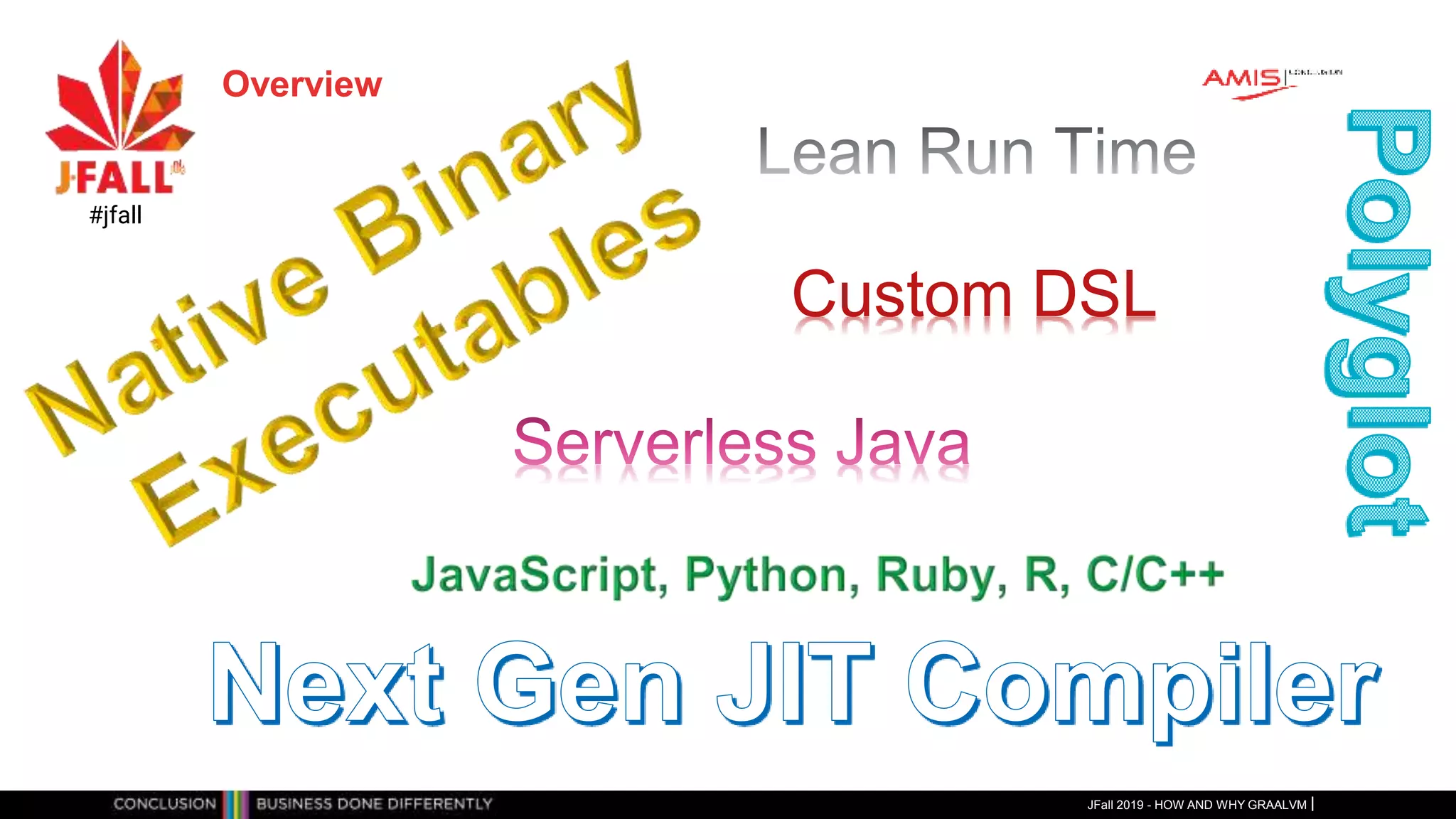 Overview
JFall 2019 - HOW AND WHY GRAALVM
#jfall
Custom DSL
 