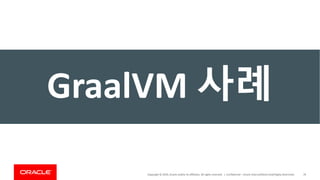Copyright	©	2019,	Oracle	and/or	its	affiliates.	All	rights	reserved.		| Confidential	– Oracle	Internal/Restricted/Highly	Restricted 78
GraalVM 사례
 