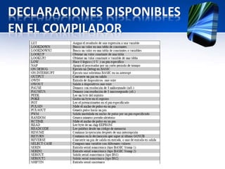 DECLARACIONES DISPONIBLES
EN EL COMPILADOR
 